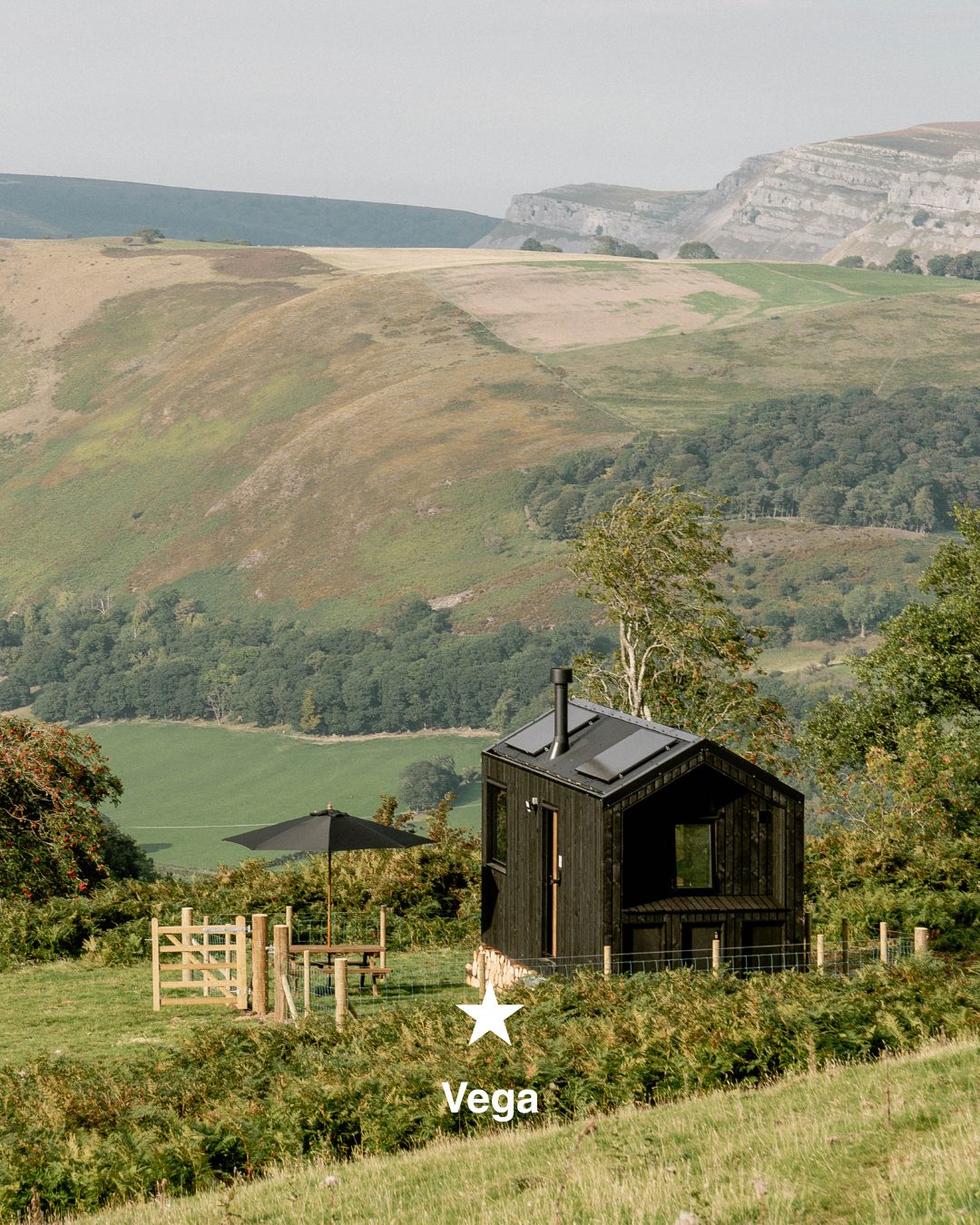 An off-grid cabin in Llangollen overlooking the Dee Valley.